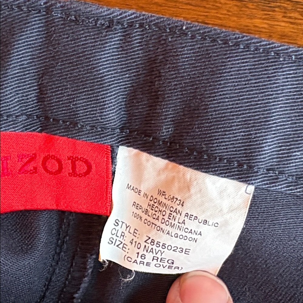 Izod double pleat navy cotton wide leg high rise pants EUC - Picture 5 of 5
